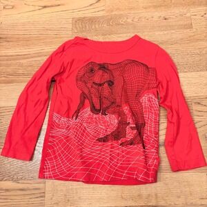 OshKosh  toddler‎ Red Dinosaur Graphic Long Sleeve Shirt  18-24M Dino shirt gift